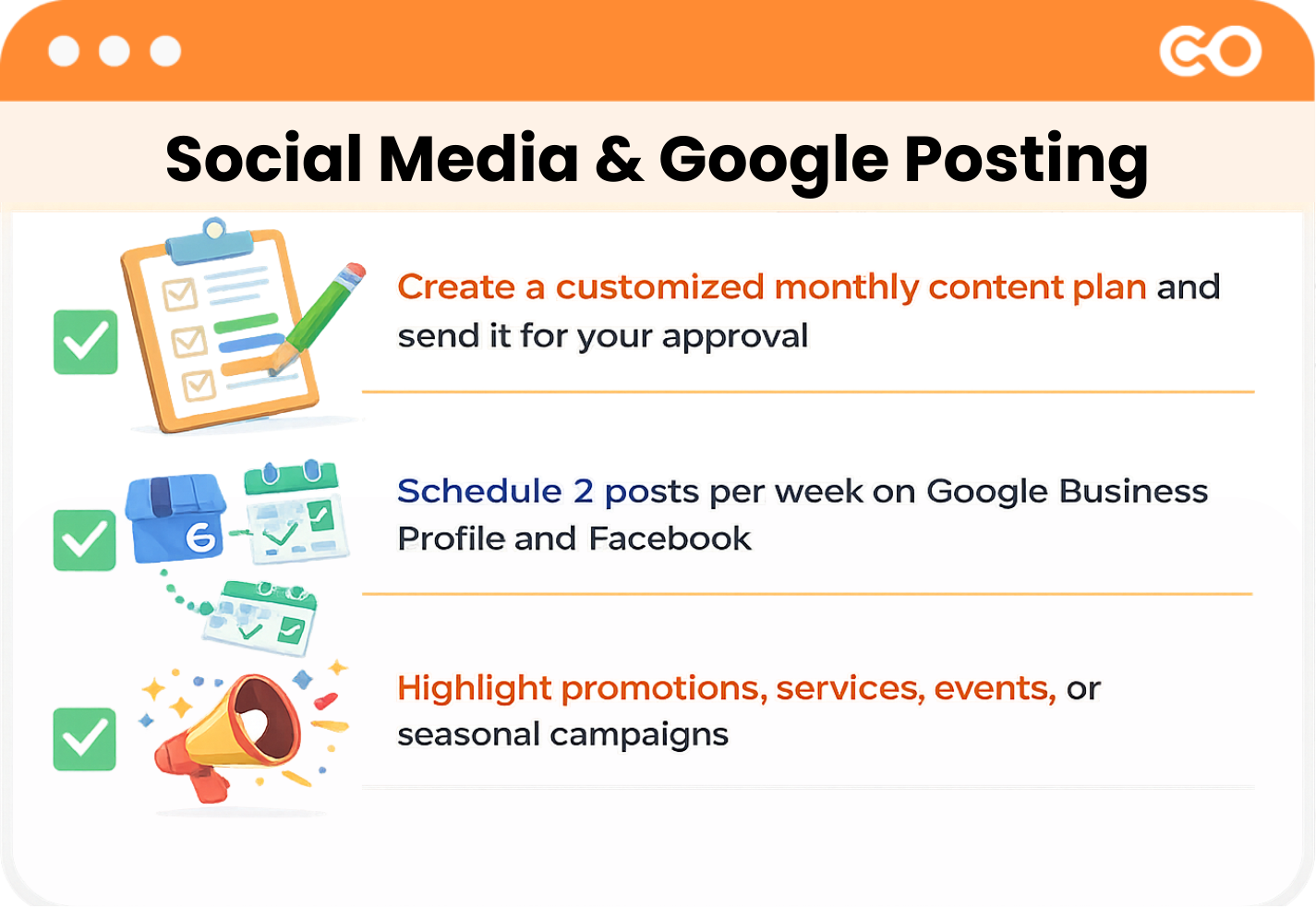 Social media and Google posting