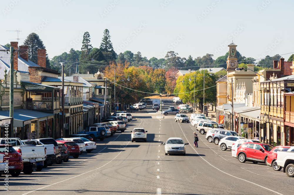 View along historic Ford Street in the goldrush town of Beechworth.